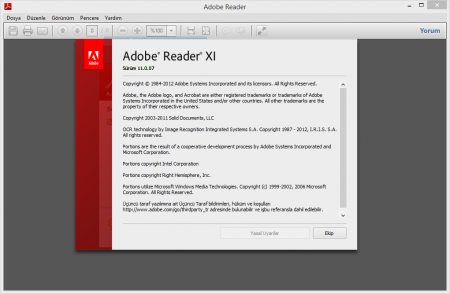 Adobe Reader 11 Lite Türkçe Katılımsız indir