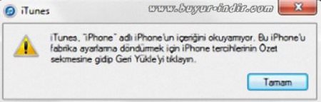 iTunes "Bu Iphone'nun içeriğini Okuyamıyor" Hatası Çözümü