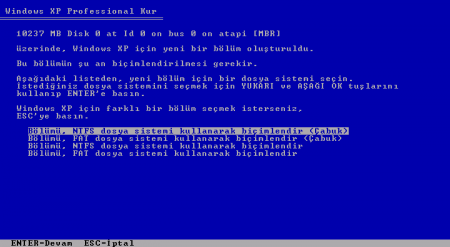 Windows XP Pro SP3 in Turkish