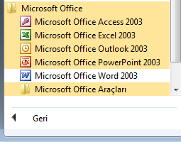 Office 2003 SP3 + 2007 Uyumluluk Paketi Katılımsız