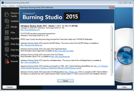 Ashampoo Burning Studio 2015 v1.15 Türkçe Katılımsız Ashampoo Burning Studio 2015 v1.15 Türkçe Katılımsız
