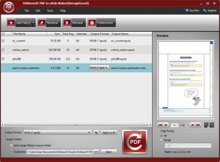 4Videosoft PDF to ePub Maker v3.1.68